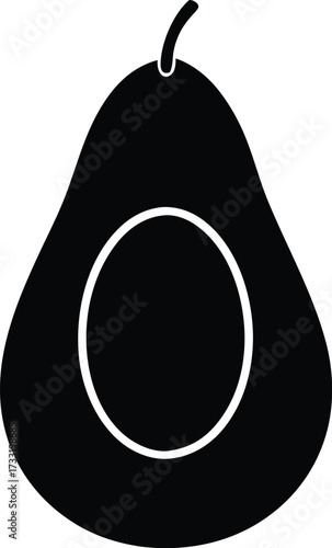 avocado fruit culinary ingredient symbol vector, ripe berry silhouette illustration
