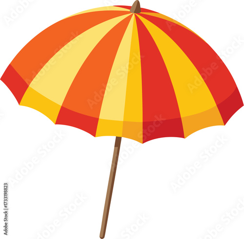 Vibrant striped beach umbrella vector