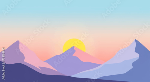 Majestic mountain range at sunrise with vibrant colors.