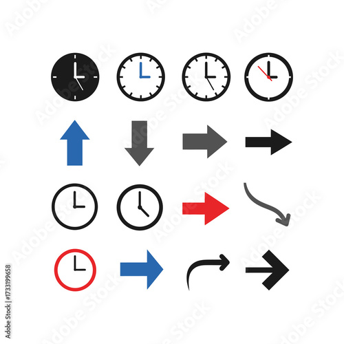Free Download Four stylized clock icons showing reload, reset, and circular time flow, with different symbols. - GFXLoad