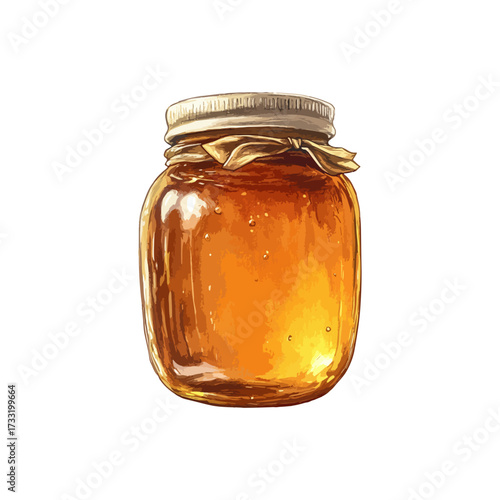 honey in jar hand drawn illustration