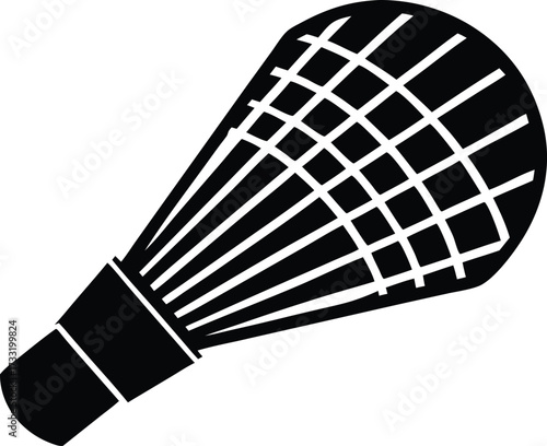 badminton shuttlecock flying projectile silhouette vector, court play icon illustration
