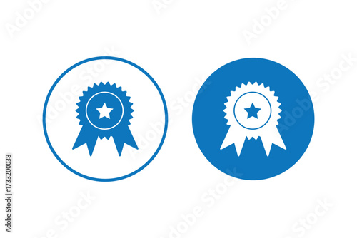 Approved or certified medal icon in a flat style. Rosette icons. Approval check symbol. Winning award, prize, medal or badge. Verified medal icon. set Approved certified icon. eps 10