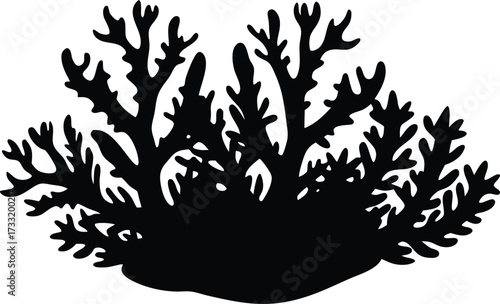 coral reef biodiversity symbol vector, ocean floor silhouette illustration
