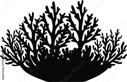 coral reef marine life icon vector, underwater habitat symbol illustration

