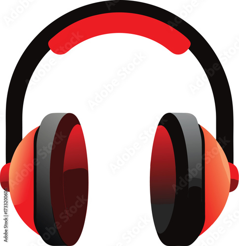 Red dj headphones vector icon