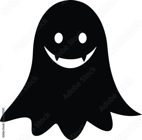 cute smiling ghost halloween character icon vector, playful phantom symbol illustration
