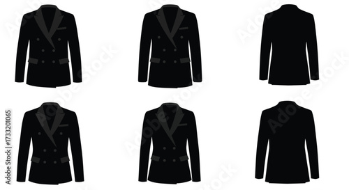 A collection of stylish black suit jackets displayed on hangers