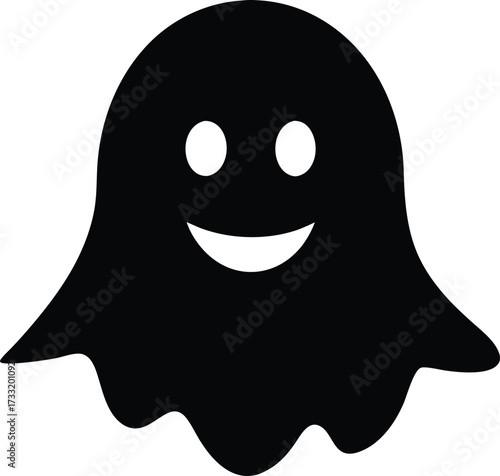 cute smiling ghost halloween character icon vector, playful phantom symbol illustration
