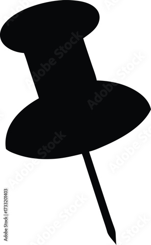pushpin board tack silhouette vector, location marker icon illustration
