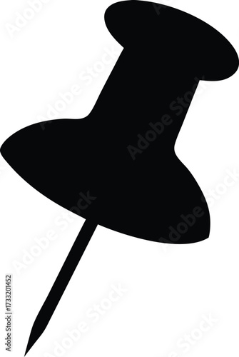pushpin board tack silhouette vector, location marker icon illustration

