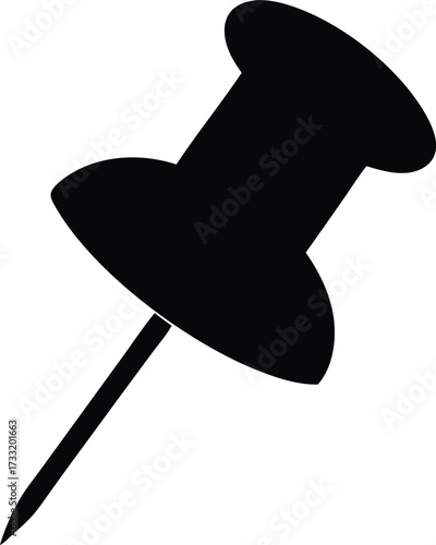 pushpin silhouette vector, thumbtack office illustration
