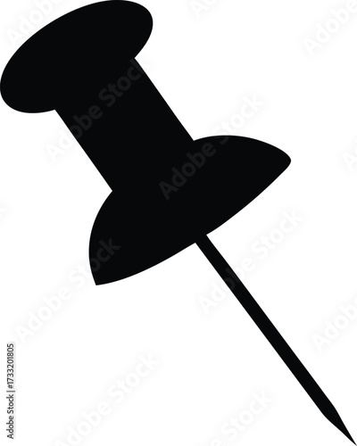 pushpin silhouette vector, thumbtack office illustration
