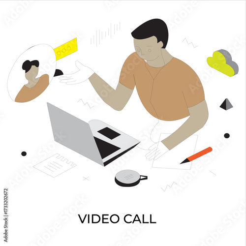 Flat Vector Illustration of Video Call and Online Meeting
video call
