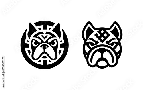 A bold geometric Polynesian tribal Bulldog
