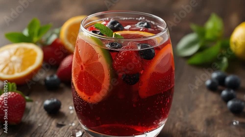 Traditional Spanish Sangria Drink with Fruits for National Day