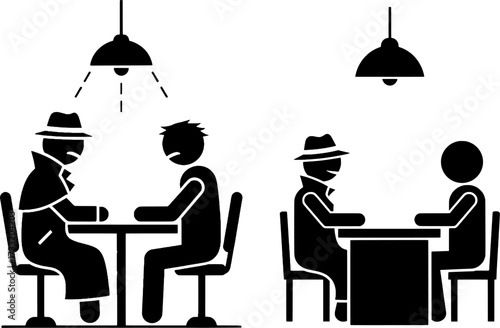 Secret Meeting, Undercover Interview, or Negotiation Icon Set