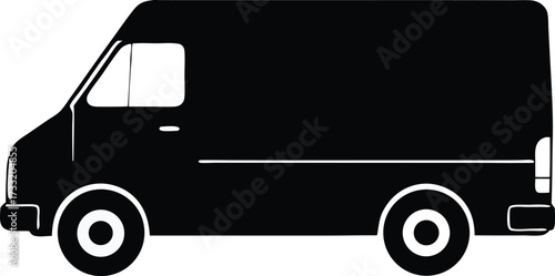 delivery truck transport lorry silhouette vector, parcel mover icon illustration
