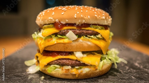 Double cheeseburger with sesame bun