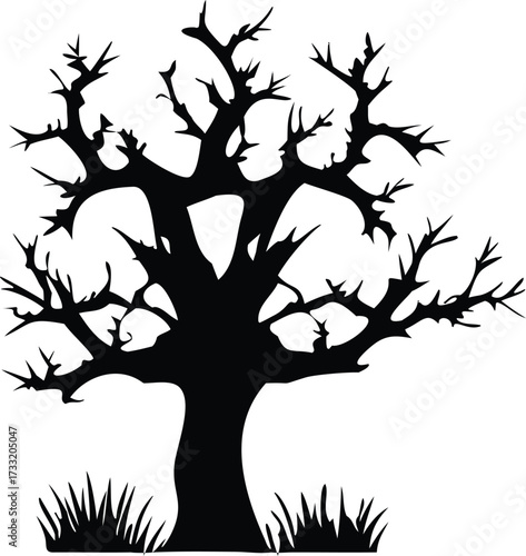 Spooky halloween tree silhouette for festive decorations and spooky ambiance vector