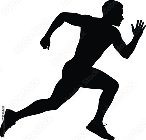 Black silhouette of running man runner athlete