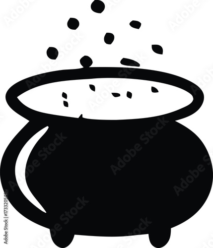 Spooky halloween witch's cauldron bubbling with mysterious potion elements for the season vector