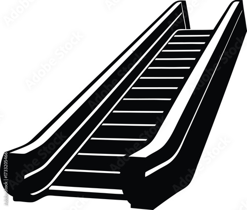 escalator silhouette vector, moving staircase illustration
