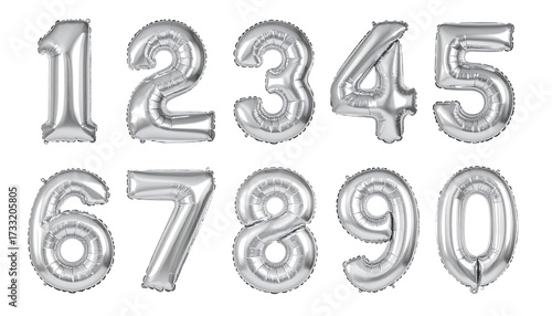 Silver foil balloons forming numbers