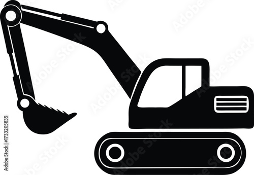 excavator silhouette vector, heavy machinery illustration
