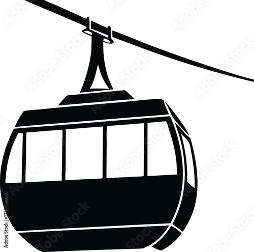 cable car urban transit silhouette vector, aerial tramway icon illustration
