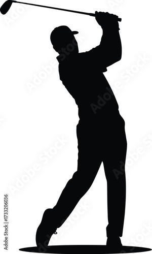 Golfer swinging club vector silhouette sport