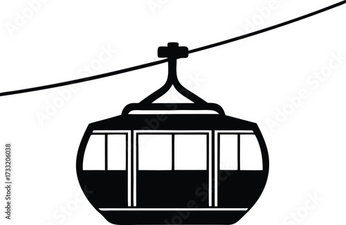 cable car silhouette vector, mountain transport illustration
