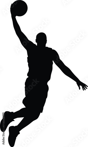 Basketball player dunking silhouette action sport