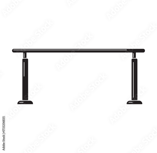 Black and white parallel bars gym equipment icon illustration isolated on white background