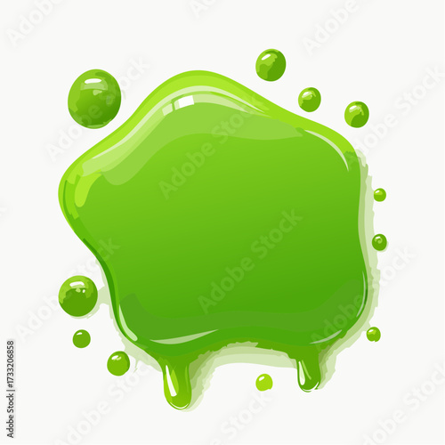 3D green slime background, glossy toxic goo banner