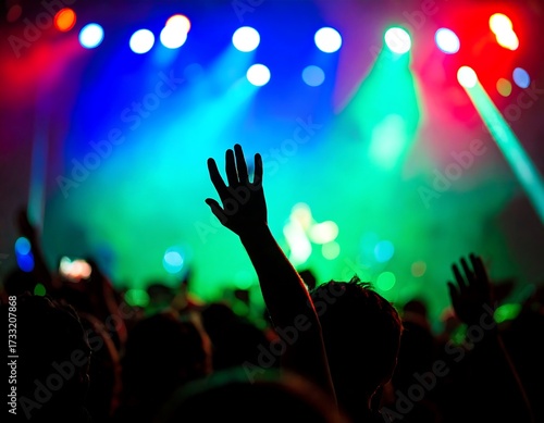 Wallpaper Mural Silhouetted crowd at a concert, hands raised Torontodigital.ca