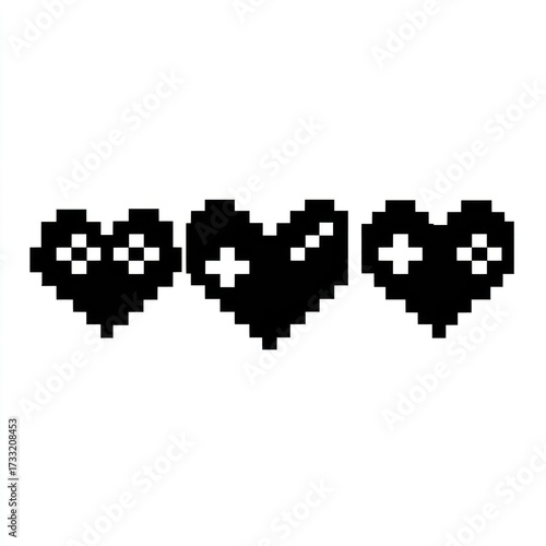 Pixelated hearts gaming design