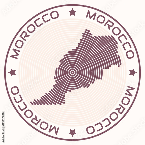 Morocco map with round title. Country shape rings. Morocco text around the country boundary shape. Beautiful vector illustration.