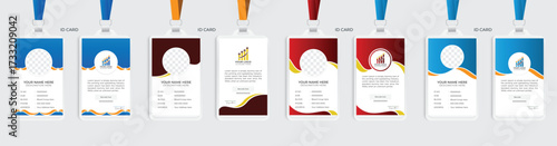 corporate business id card design template. Modern  business id card bundle with unique shape. id card bundle 4 item Company employee office id card set