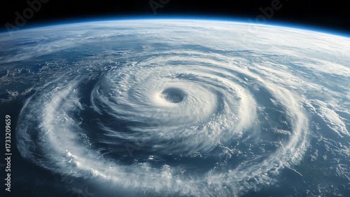 Hurricane From Space - A Powerful Storm System Over Earths Atmosphere.