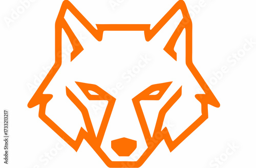 Stylized orange geometric wolf or fox head outline icon illustration, modern abstract canine animal face graphic design element