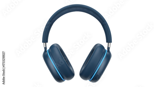 Premium over-ear wireless headphones in deep blue with comfortable earcups for immersive audio experience isolated on transparent background