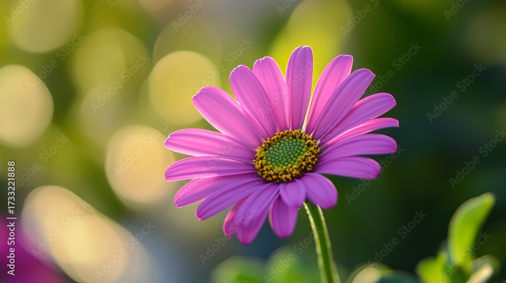 Fototapeta premium Close-up of vibrant pink flower, soft bokeh
