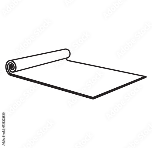 Vector illustration of a rolled out mat representing yoga or fitness exercise