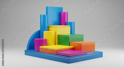 Colorful Abstract Composition of Geometric Shapes.