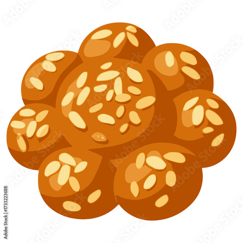 Dreikönigskuchen Liechtenstein king cake flat color vector illustration template design