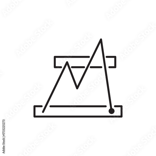 Vector line icon of fluctuating chart symbolizing analytics, business performance, data visualization, finance trading, investment growth, statistics, marketing report, or economic analysis concept.