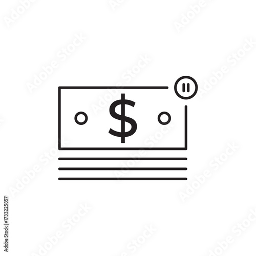 Vector line icon of stacked dollar bills symbolizing money, cash, finance, savings, payment, salary, investment, wealth, profit, income, or banking. Perfect for business, fintech, and economy design.