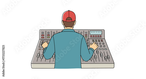 Professional Music Producer Mixing Tracks in a Recording Studio