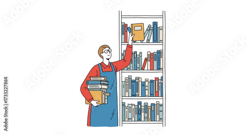 Young Woman Reading a Book in Modern Library Educational Learning Knowledge Concept